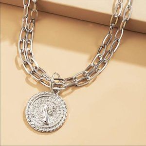NEW COIN STERLING SILVER DOUBLE LAYERED CHOKER NECKLACE